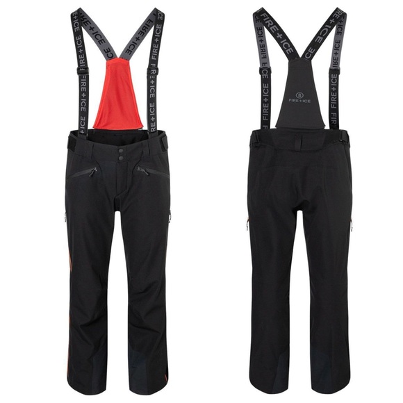 NWT Men’s Fire + Ice Gable2 Technical Ski Pants in Black and Red - Picture 1 of 9